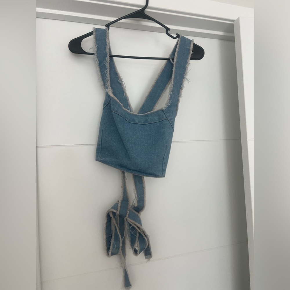 Jean crop top, open back